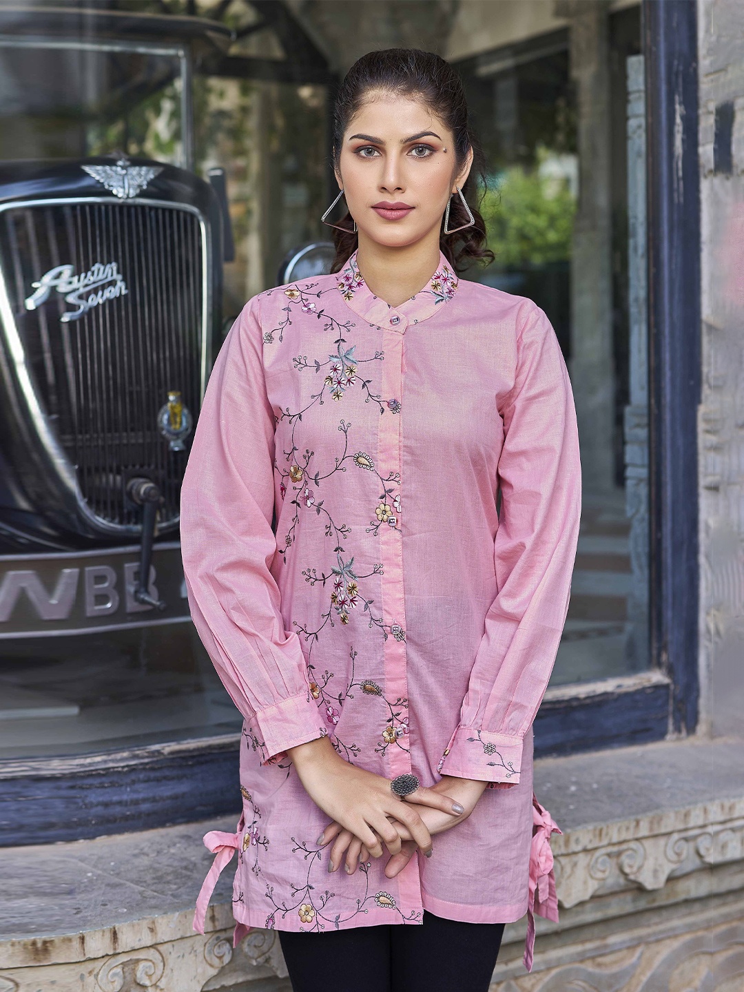 

Kesudi Floral Print Shirt Dress, Pink