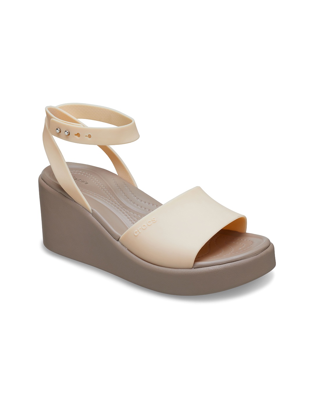 

Crocs Ankle Loop Wedge Heel Sandals, Beige