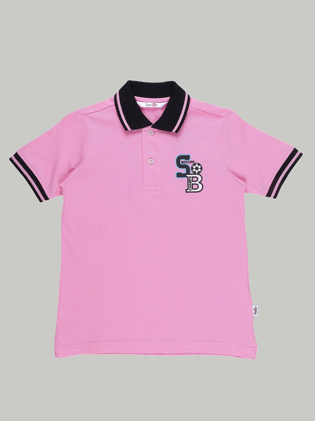 SPYBY Boys Varsity Polo Collar T-shirt, Pink