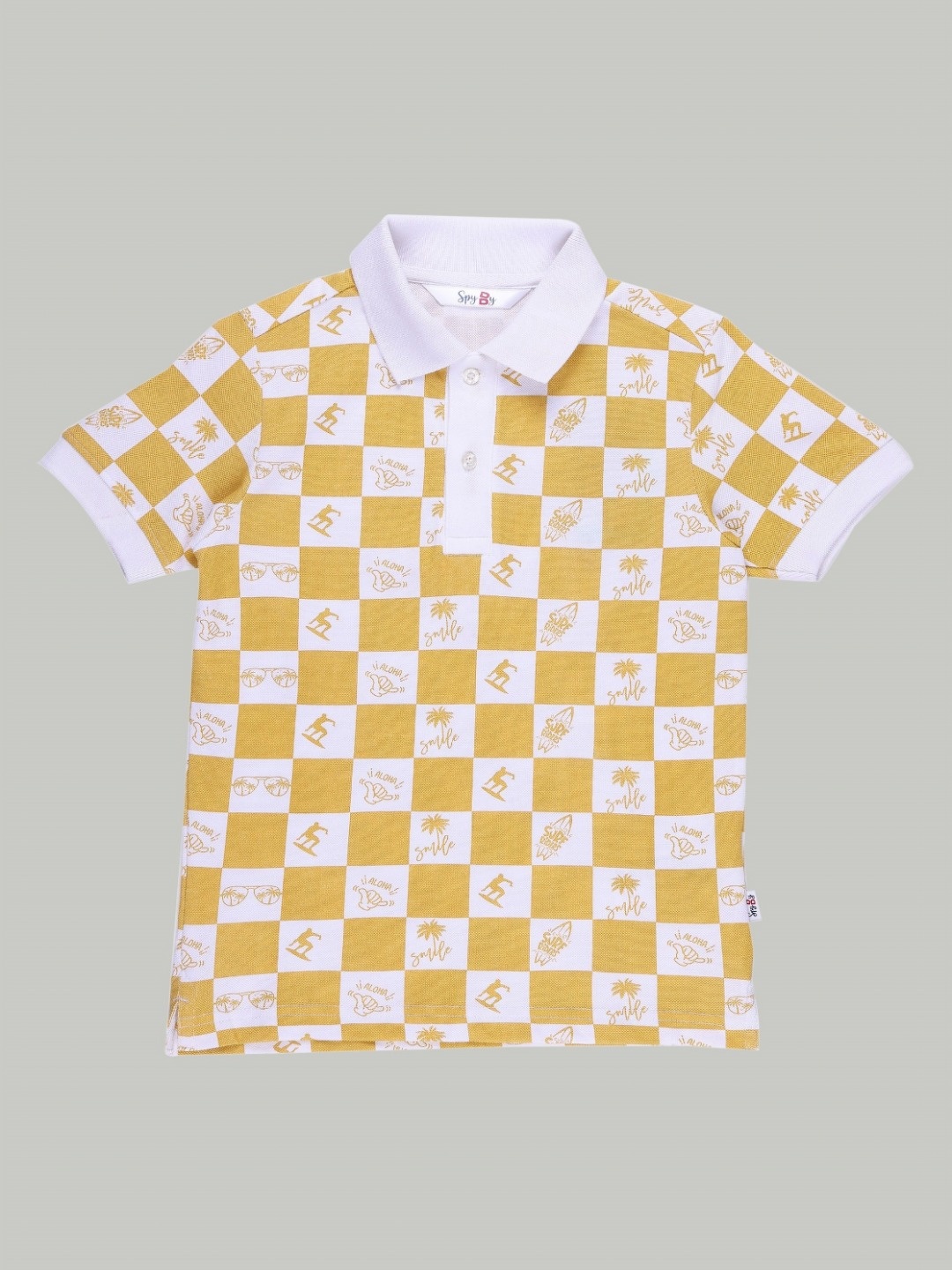 

SPYBY Boys Checked V-Neck Applique T-shirt, Multi