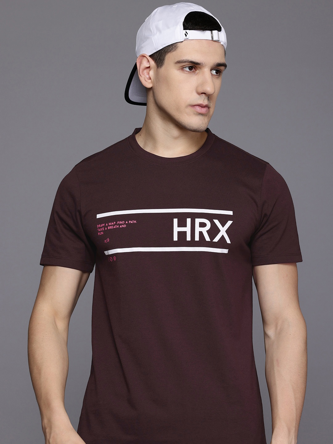 

HRX by Hrithik Roshan Men Brand Logo Printed Running T-shirt, Coffee brown