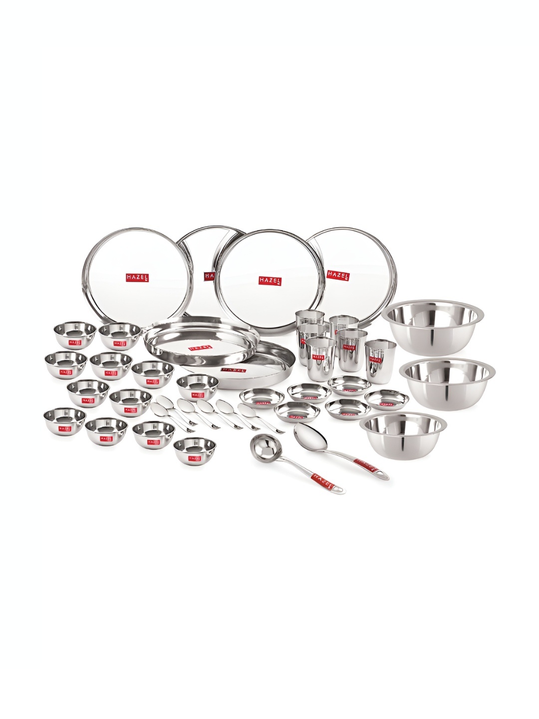 

HAZEL Silver Toned 41 Pieces Stainless Steel Glossy Dinner Set