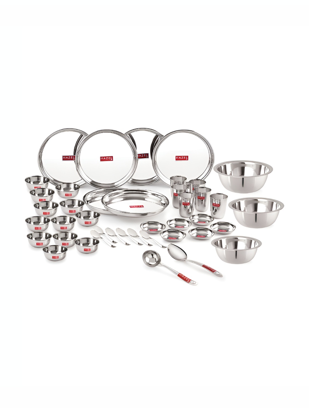 

HAZEL Silver Toned 41 Pieces Stainless Steel Glossy Dinner Set