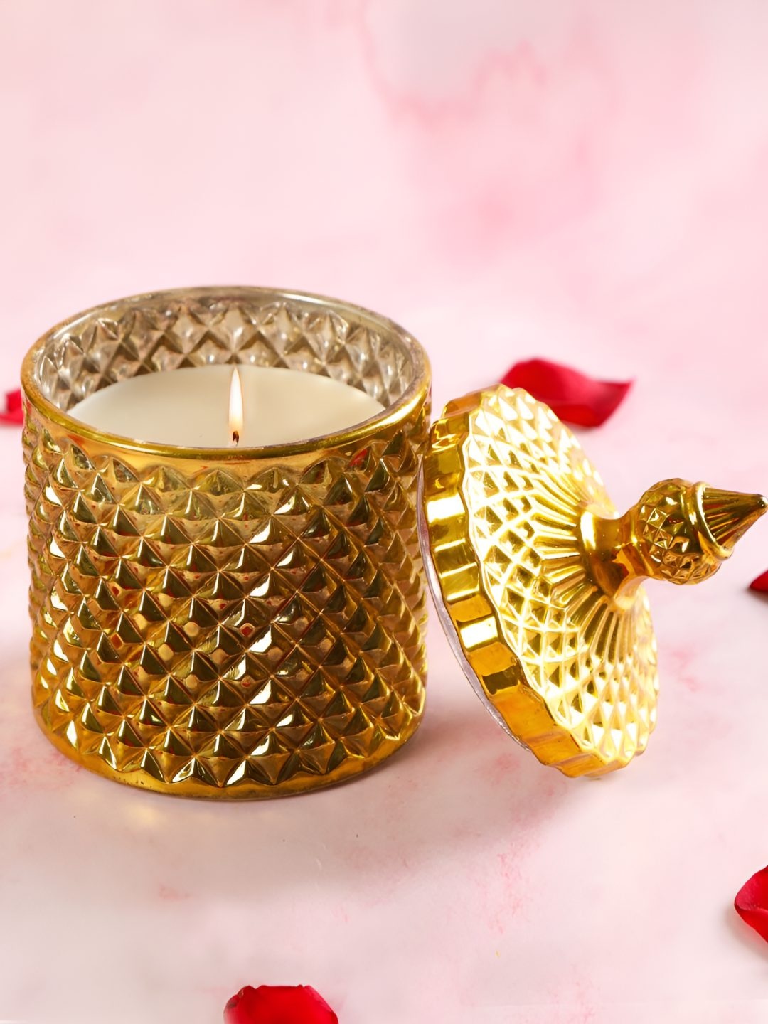 

THE HOME CO. Gold-Toned Candle Holder with lid