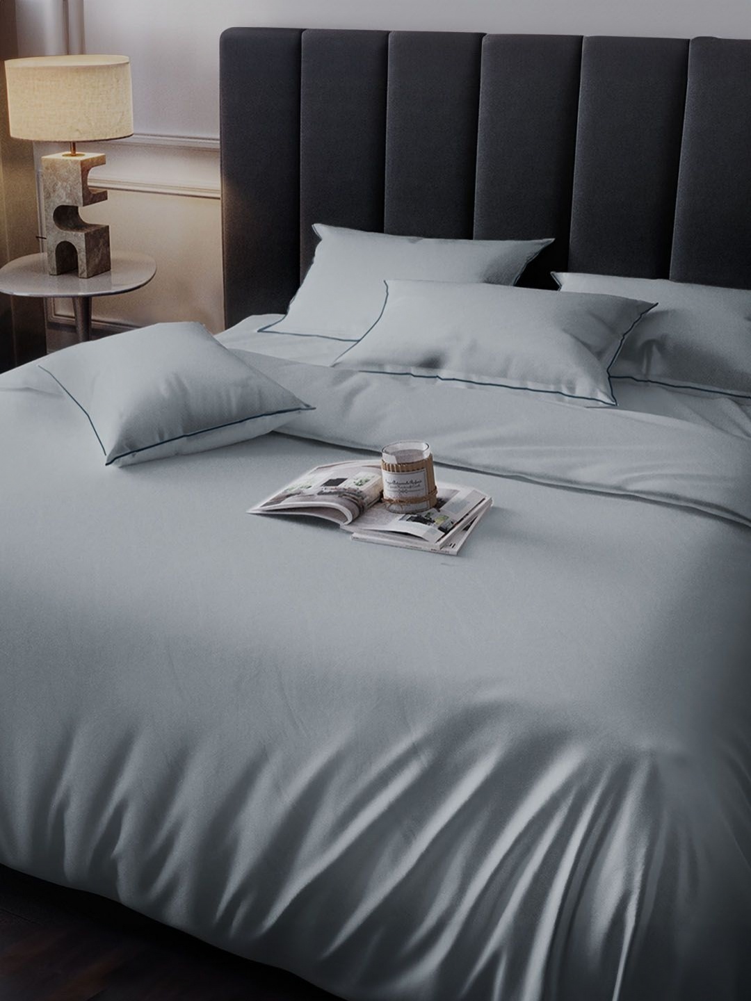 

Myntra Elegant Homes Blue 400 TC King Bedsheet with 2 Pillow Covers