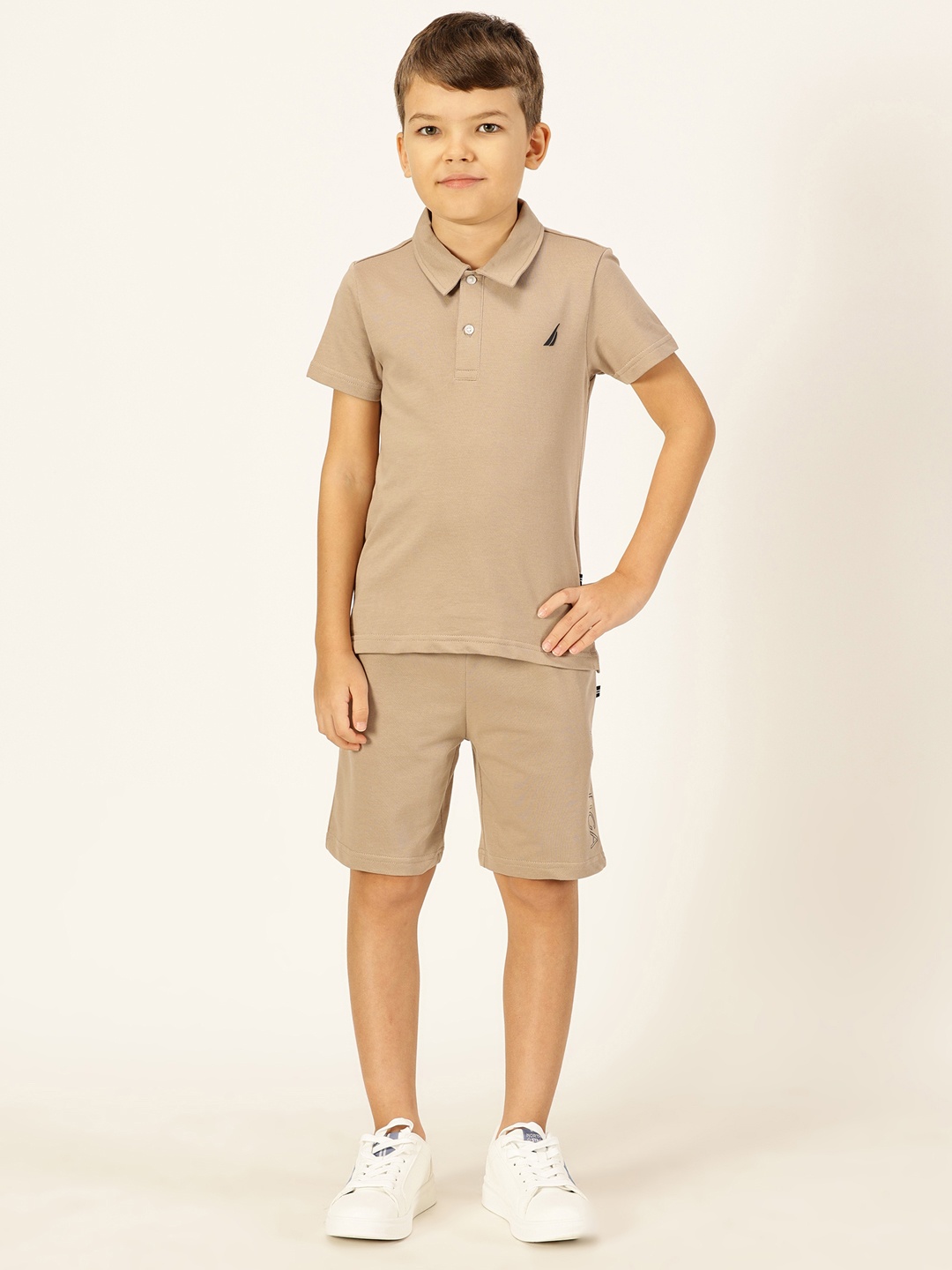 

Nautica Boys Polo Collar Pure Cotton T-shirt with Shorts, Brown