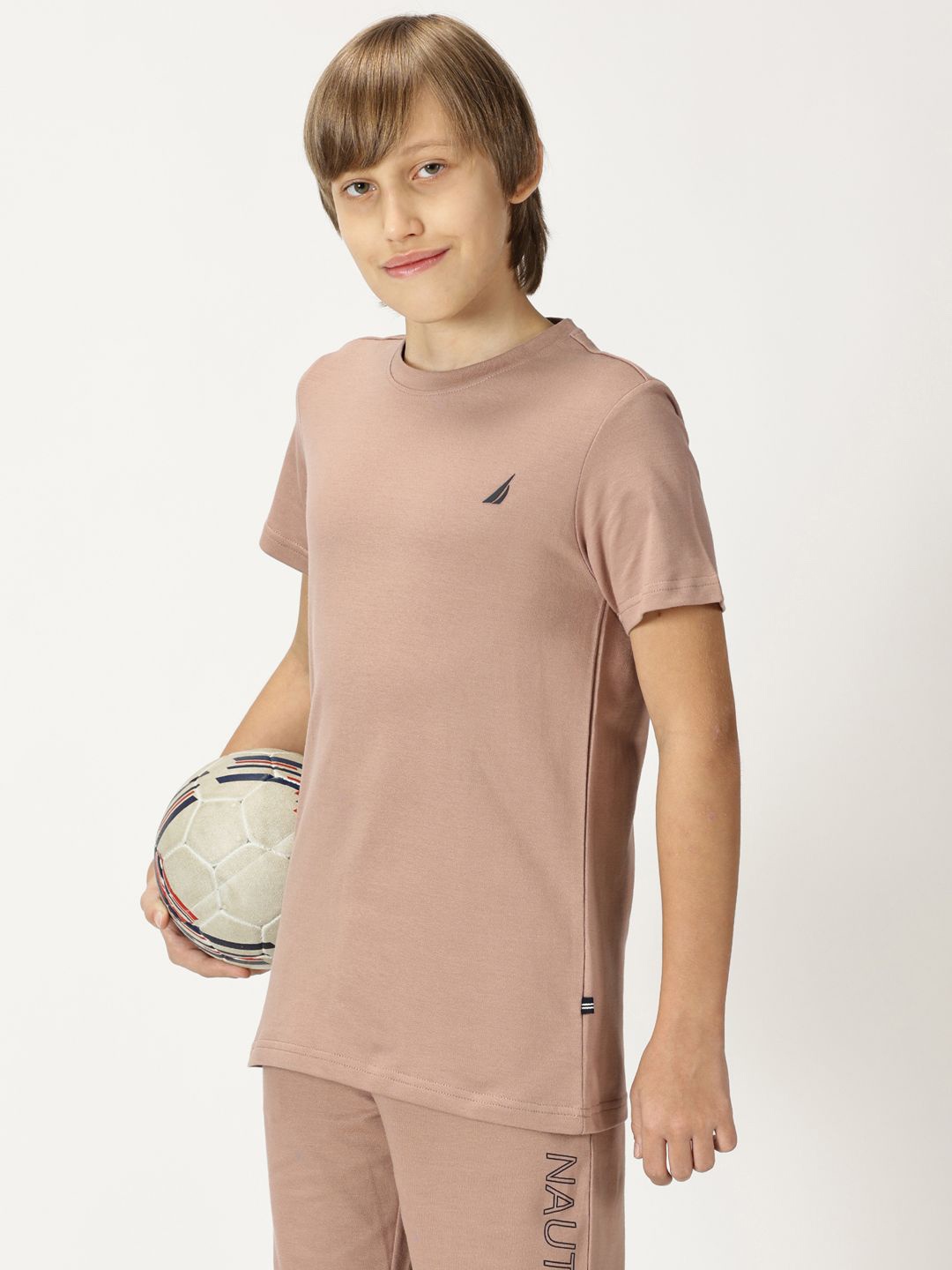

Nautica Boys Pure Cotton T-shirt with Shorts, Rose gold