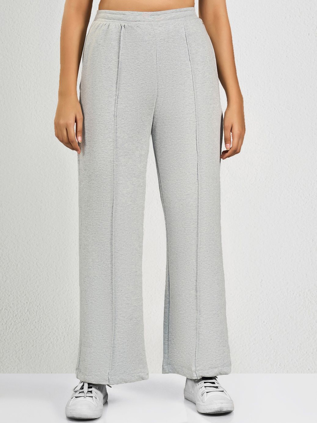 

MAYSIXTY Women Slip On Cotton Regular Fit Regular Track Pants, Grey