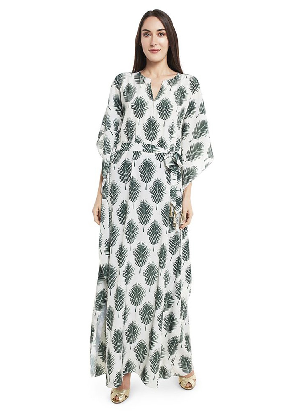 

PS PRET BY PAYAL SINGHAL Ethnic Motifs Print Kaftan Maxi Dress, Cream