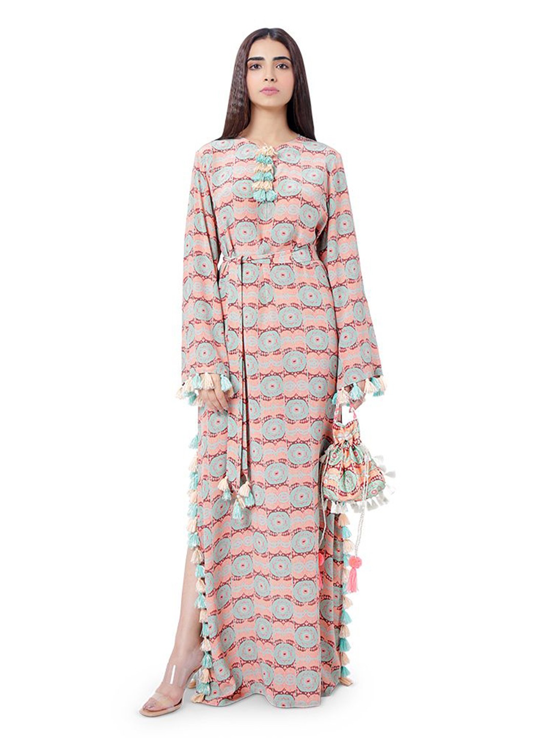 

PS PRET BY PAYAL SINGHAL Print Flared Sleeve Maxi Dress, Coral