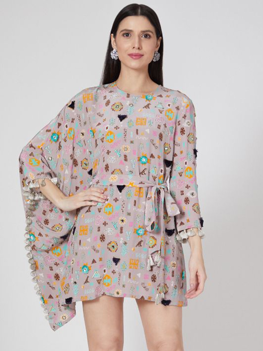 

PS PRET BY PAYAL SINGHAL Floral Print Bell Sleeve A-Line Dress, Lavender