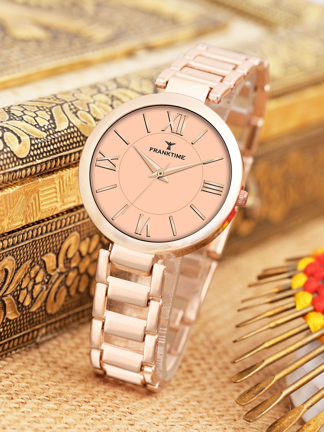 

Franktime Women Brass Dial & Stainless Steel Bracelet Style Straps Analogue Watch FT-0040 RL, Rose