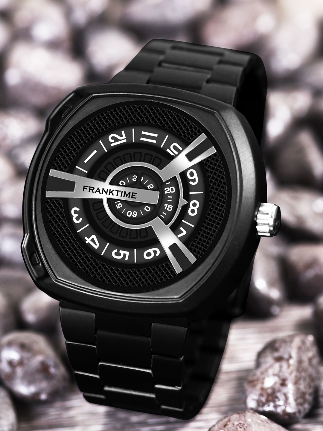 

Franktime Men Brass Dial & Stainless Steel Bracelet Style Straps Analogue Watch FT-0020 BLK, Rose