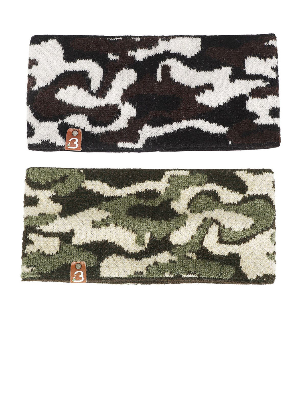 

Bharatasya Men Pack of 2 Army Pattern Earwarmer Headband, Black