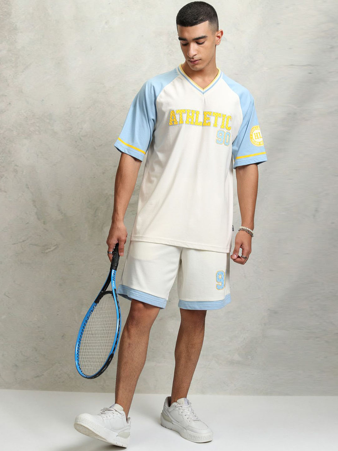 

HIGHLANDER Oversized Printed T-shirt With Shorts, Off white