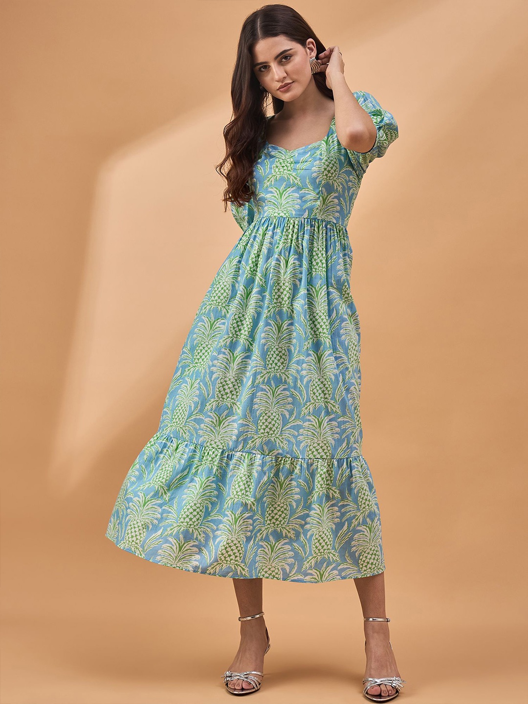 

all about you Printed Empire Midi Dress, Green