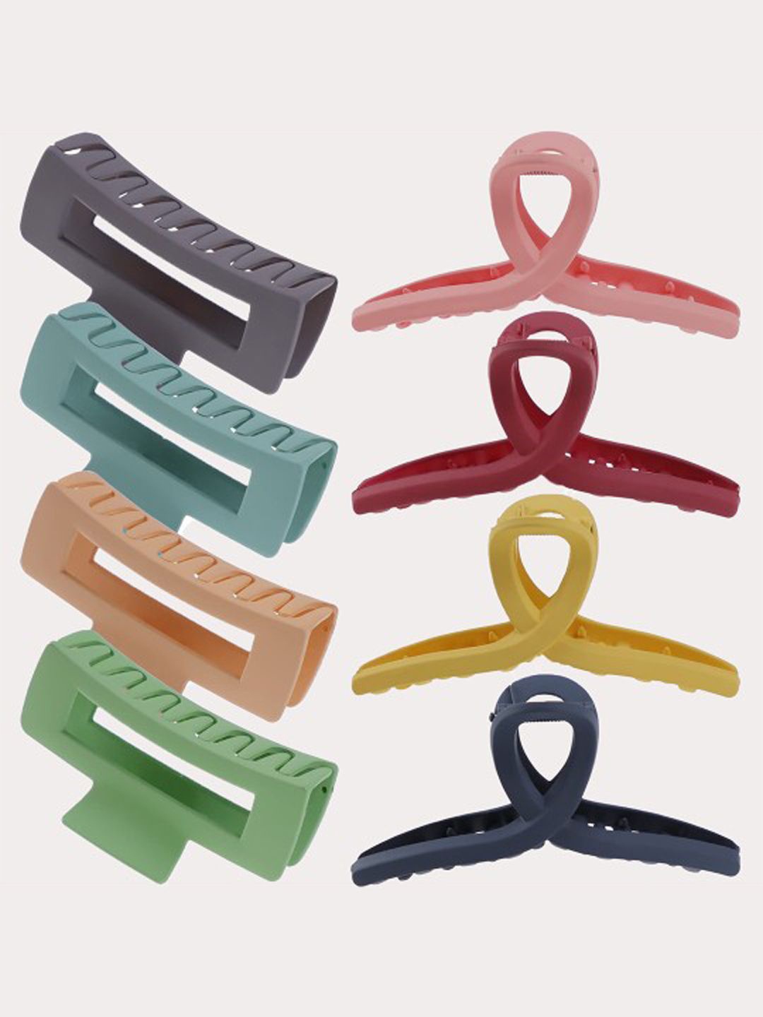 

Softwrap Women Set Of 8 Square & Butterfly Matte Claw Clip, Green
