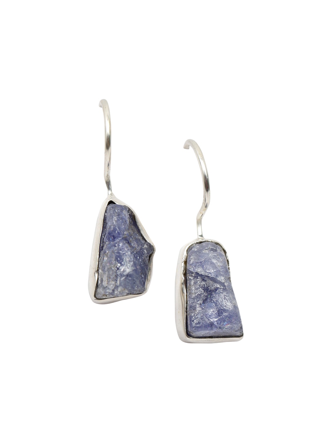 

Exotic India Tanzanite Gemstone Sterling Silver Raw Hook Earrings