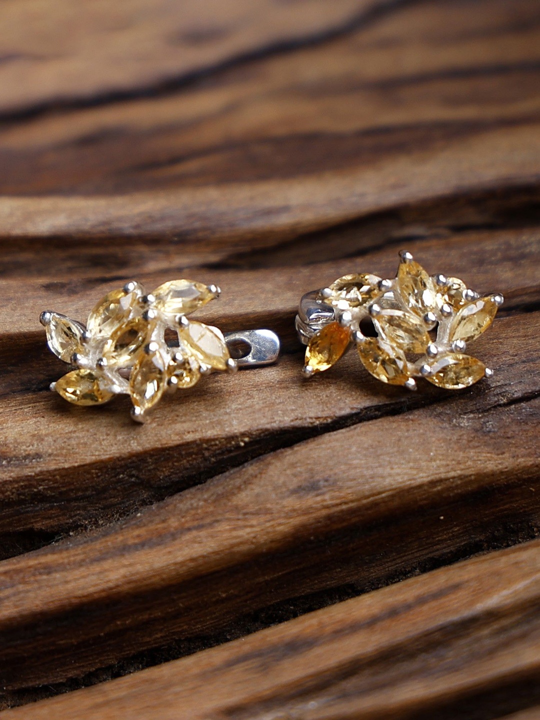 

Exotic India Faceted Citrine Gemstone Sterling Silver Earrings
