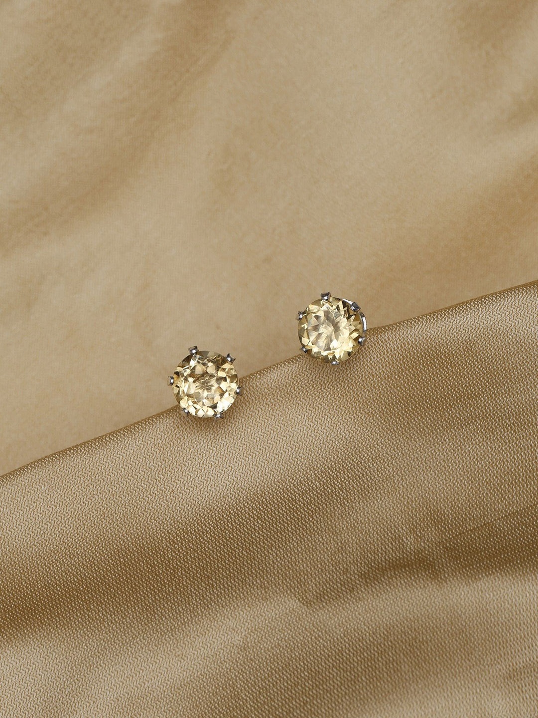 

Exotic India Faceted Citrine Gemstones Sterling Silver Stud Earrings