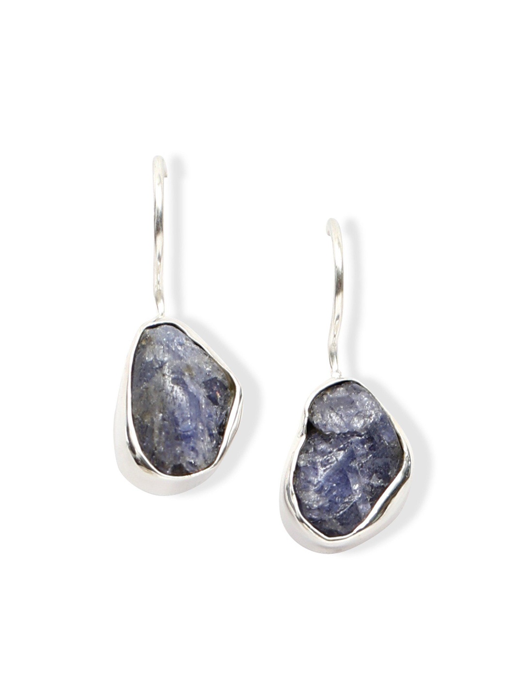 

Exotic India Sterling Silver Raw Tanzanite Gemstone Hook Earrings