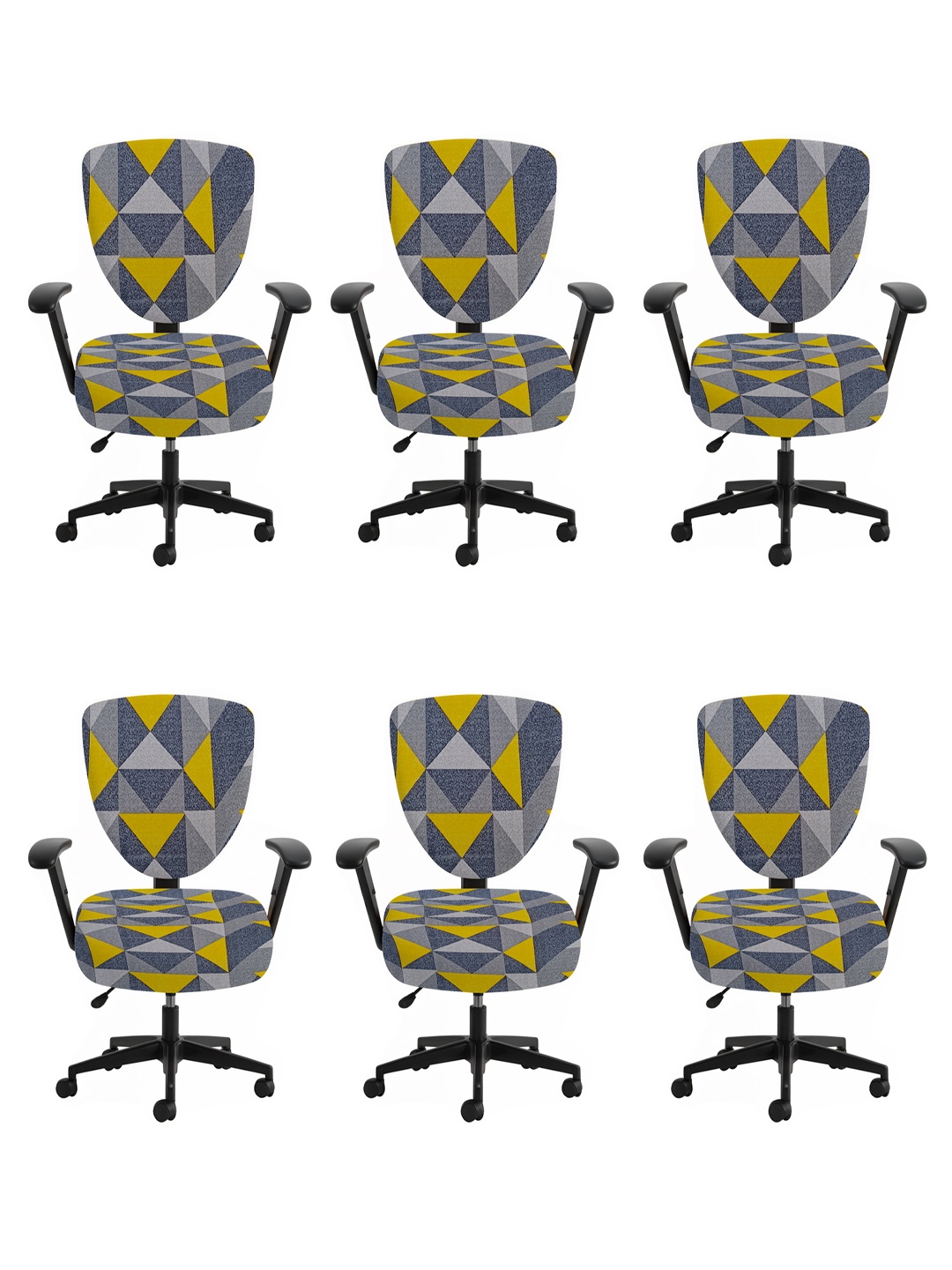 

Lazi 6 Pieces Grey & Blue 6 Pieces Geometric Printed Stretchable Office Chair Covers