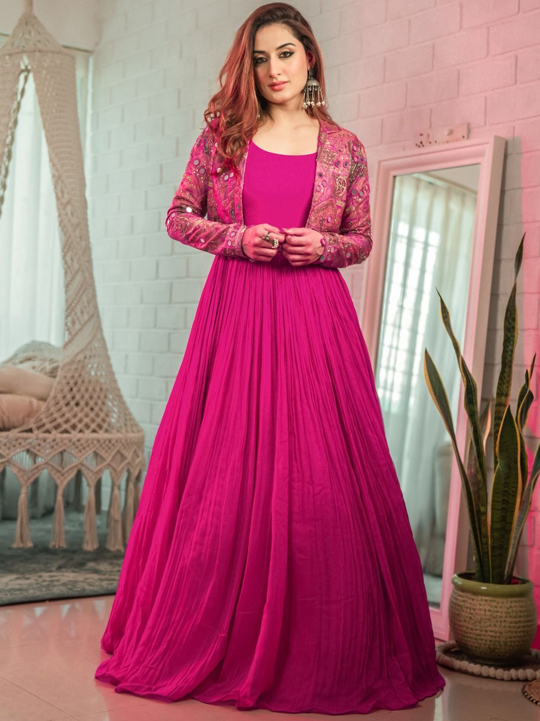 

ALIYANA Evening Gown With Embellished Jacket, Magenta