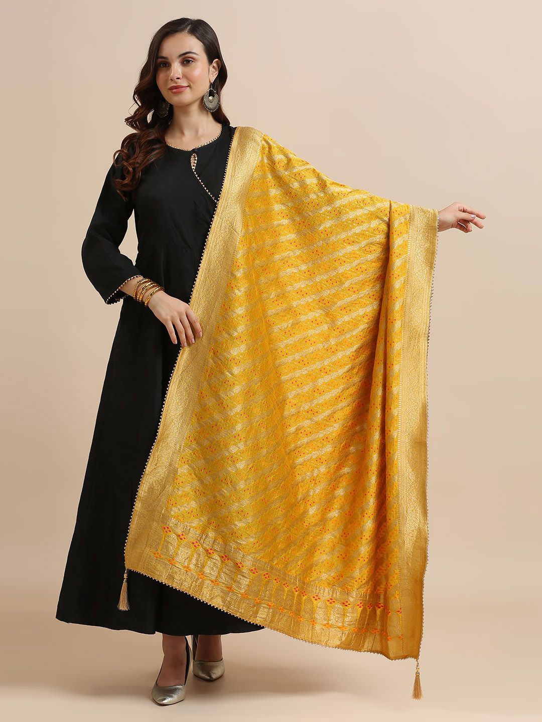 

Dupatta Bazaar Ethnic Motifs Woven Design Silk Dupatta, Yellow