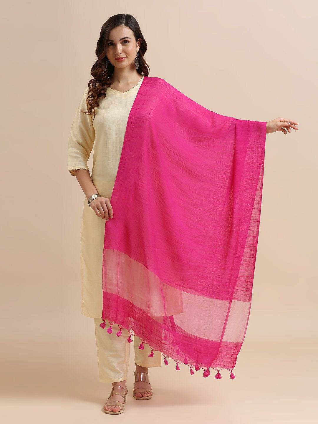 

Dupatta Bazaar Tassels Dupatta, Pink