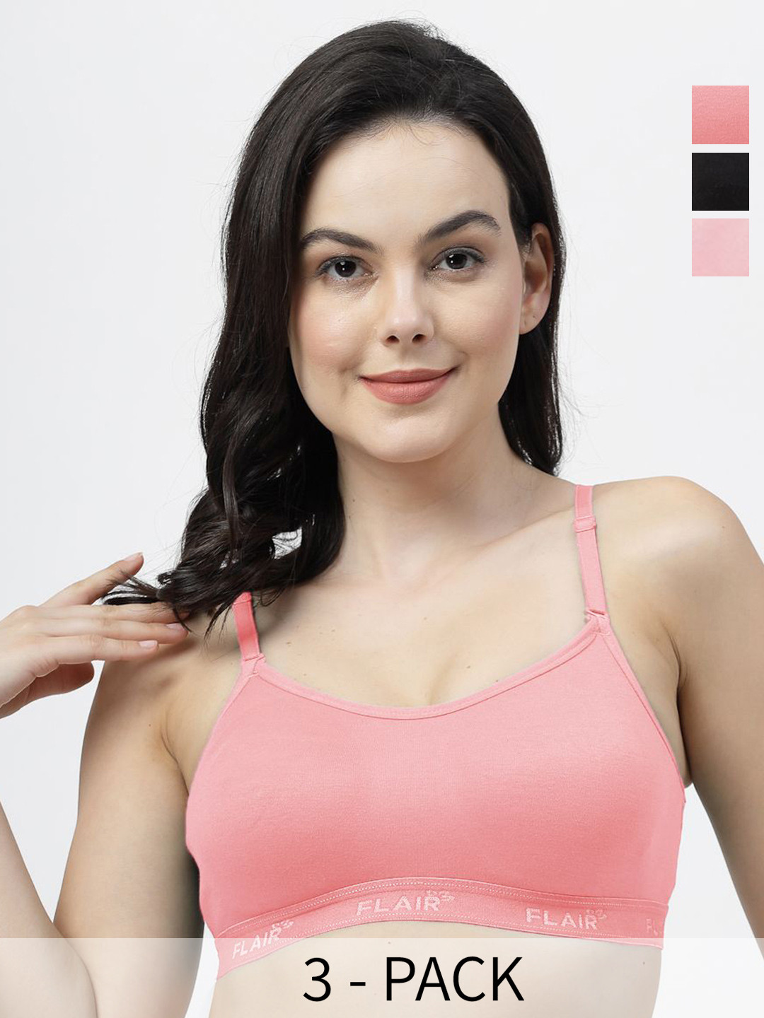 

SHYAM SONS FLAIR Pack Of 3 Women Full Coverage Sports Bra, Black