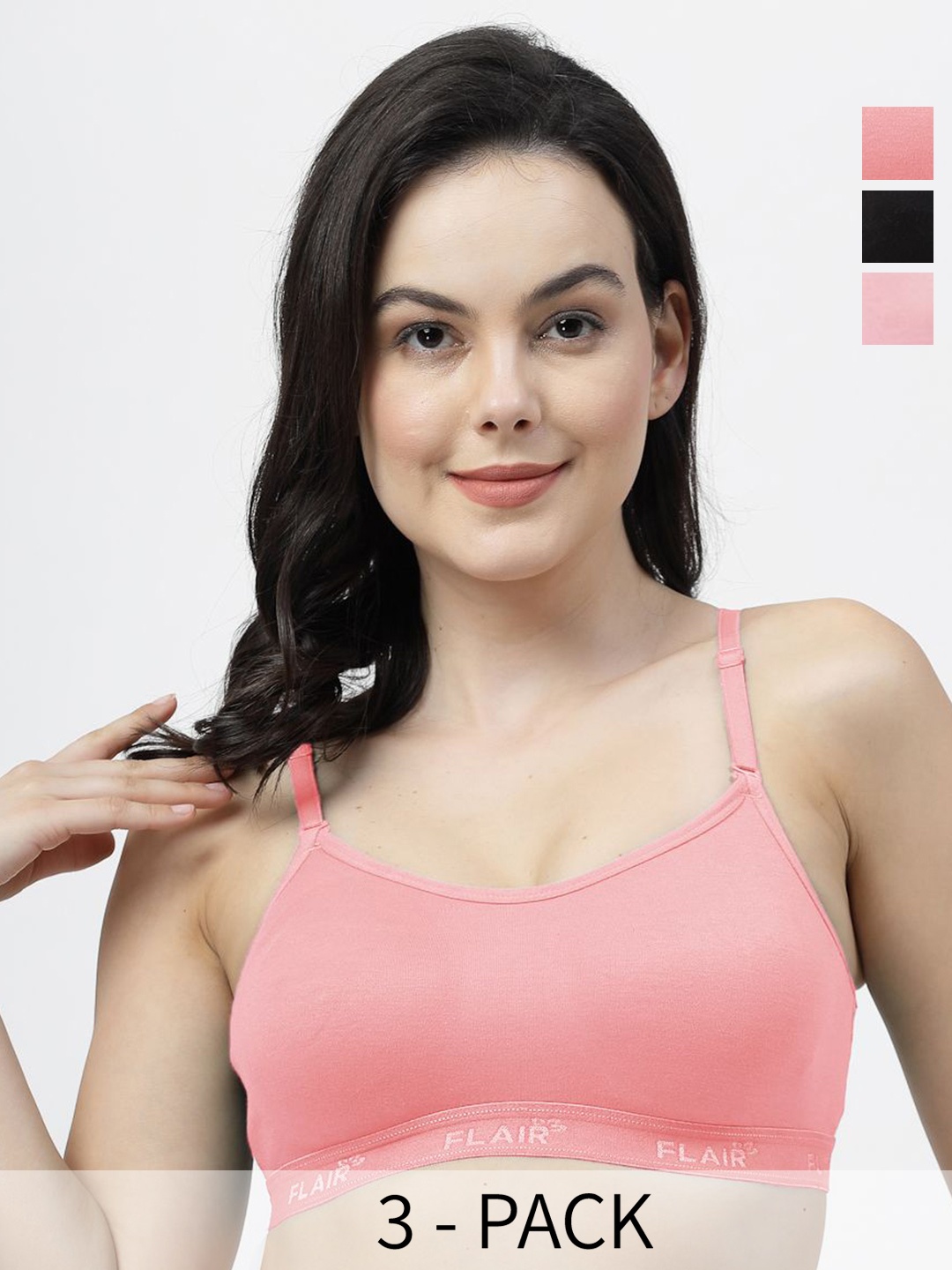 

SHYAM SONS FLAIR Women Pack OF 3 Non Padded Non-Wired Full Coverage Bra, Pink