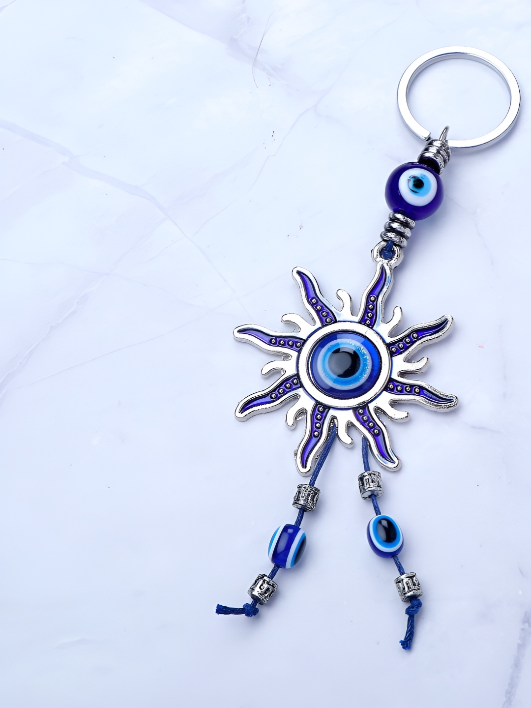 

Archies Textured Evil Eye Keychain, Silver