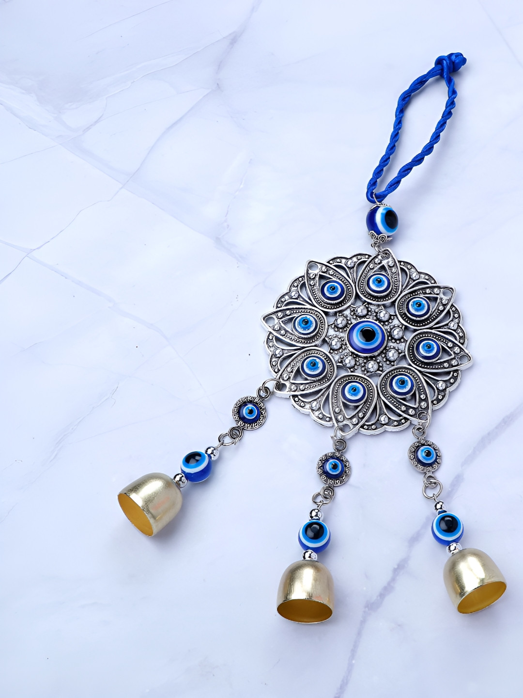 

Archies Blue & White Metal Scared Evil Eye Wall Hanging