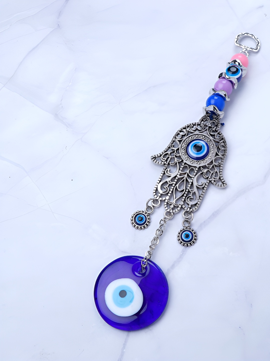 

Archies Blue & White Metal Evil Eye Wall Hanging