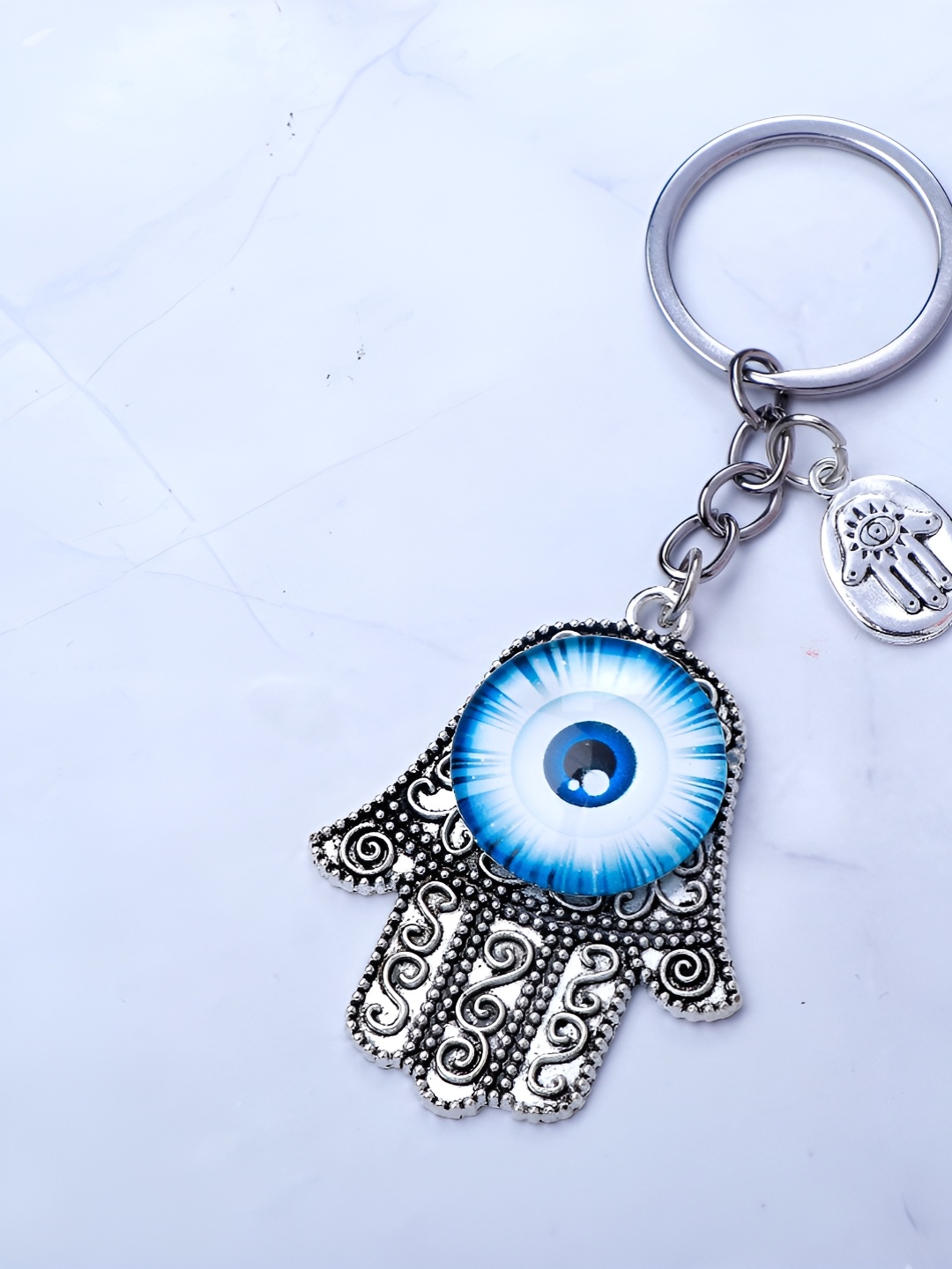 

Archies Textured Divine Hand Evil Eye Keychain, Blue