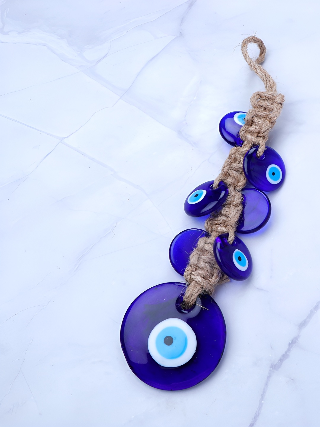 

Archies Blue & White Textured Evil Eye Wall Hanging