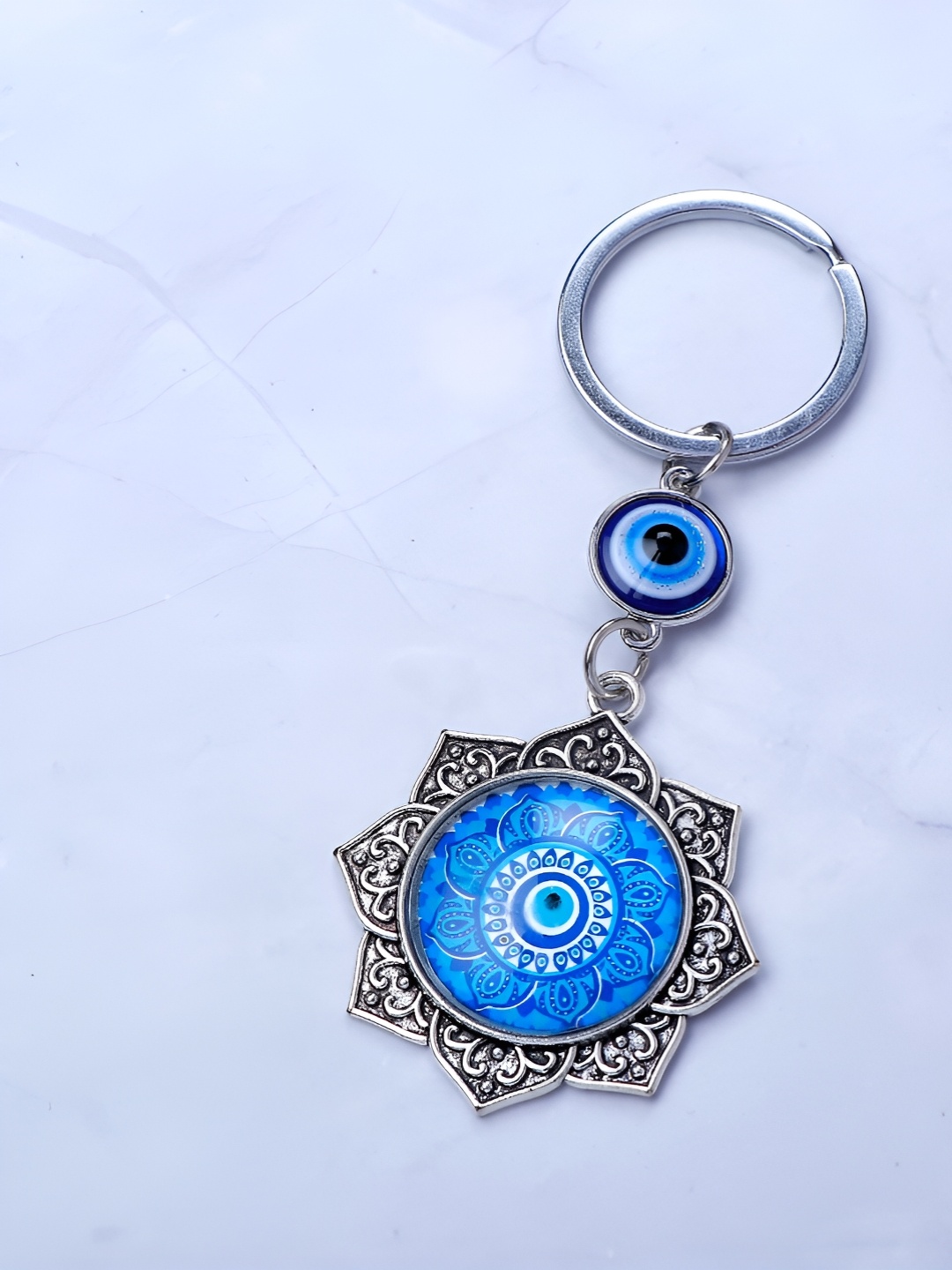 

Archies Textured Evil Eye Keychain, Blue