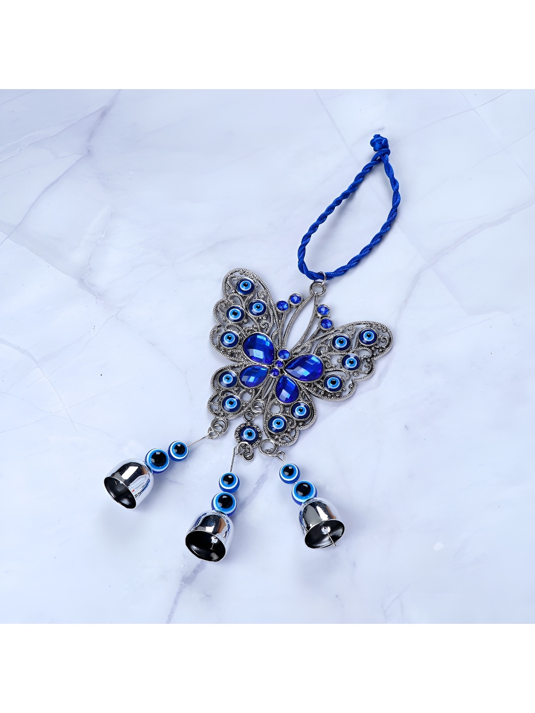 

Archies Blue & White Metal Butterfly Evil Eye Wall Hanging