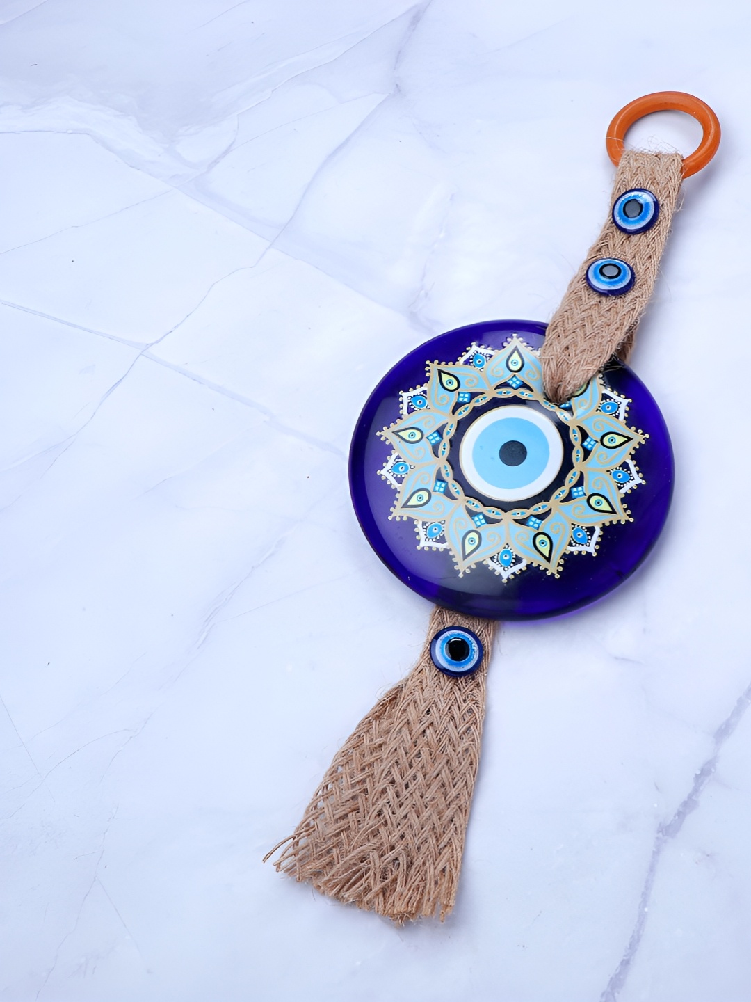 

Archies Blue & White Textured Evil Eye Wall Hanging