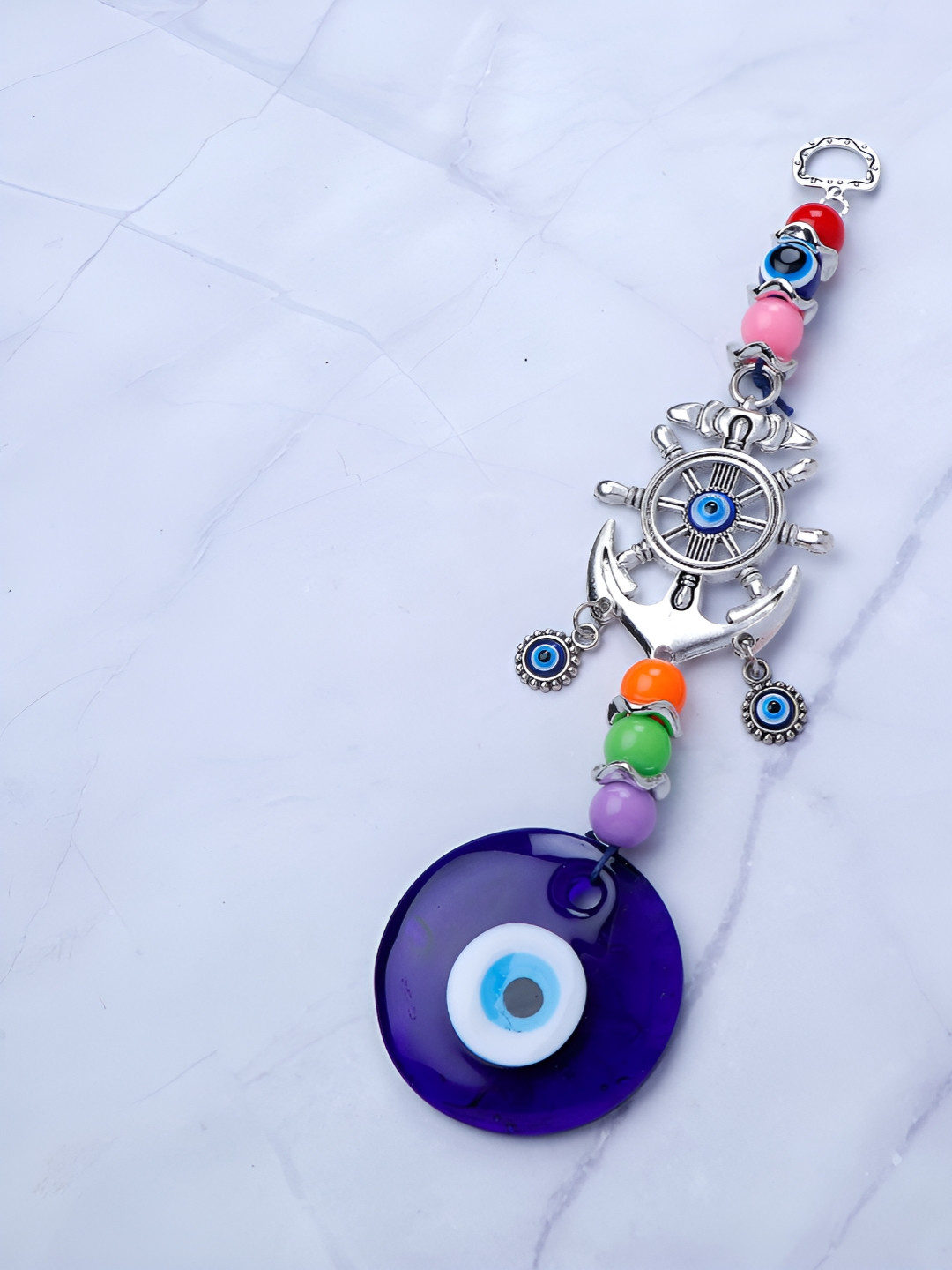 

Archies Grey & Blue Textured Pirate Anchor Evil Eye Hanging