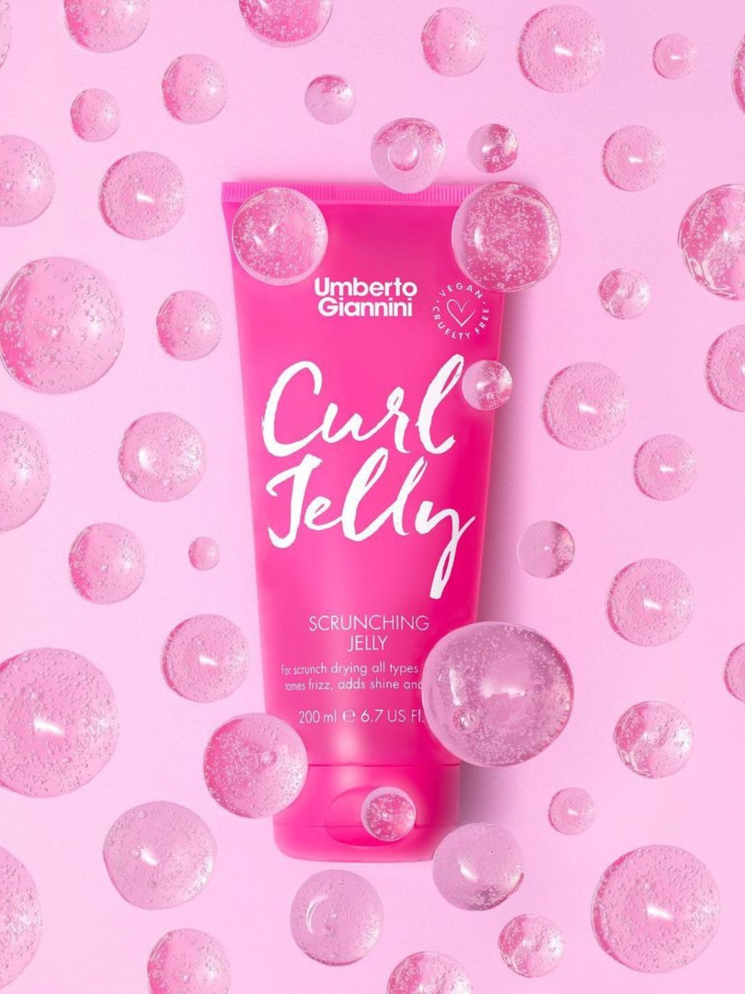 

Umberto Giannini Curl Jelly Scrunching Jelly Shine & Defines Hairs - 200ml, Pink