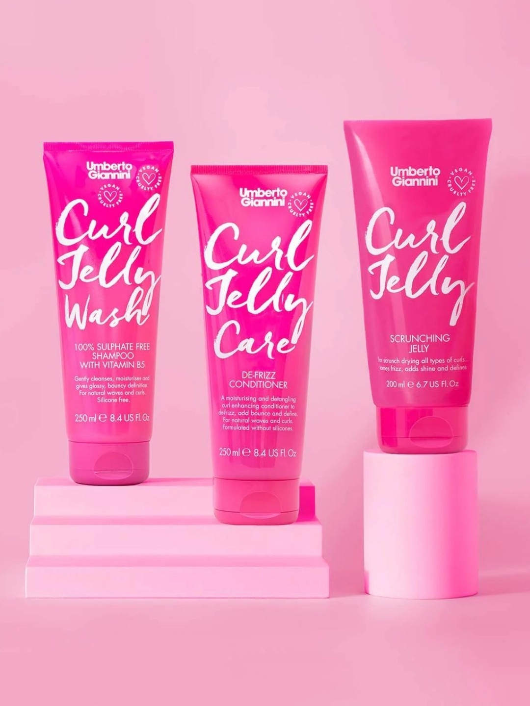 

Umberto Giannini Curl Jelly Care De-Frizz Hair Conditioner 250 ml, Pink