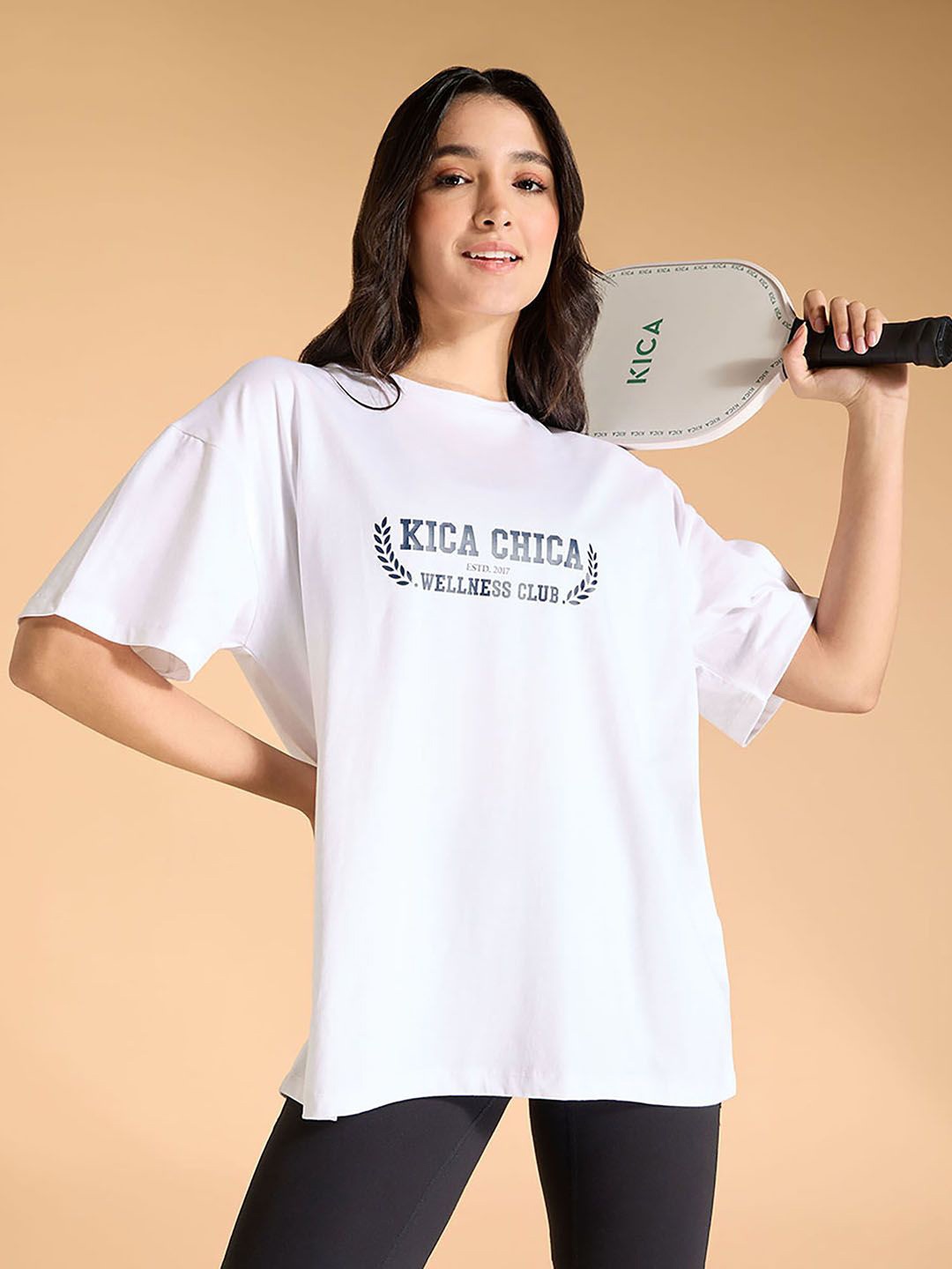 

KICA Wellness Edition Women Cotton Oversized Printed Typographic T-shirt, White