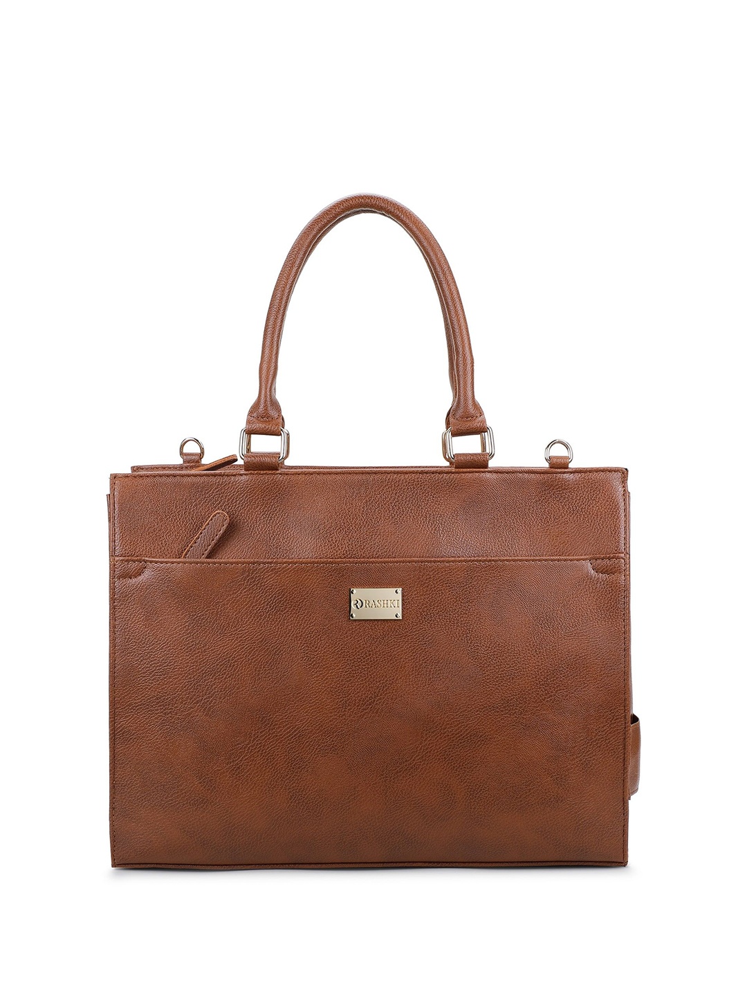 

RASHKI PU Oversized Structured Handheld Bag, Tan