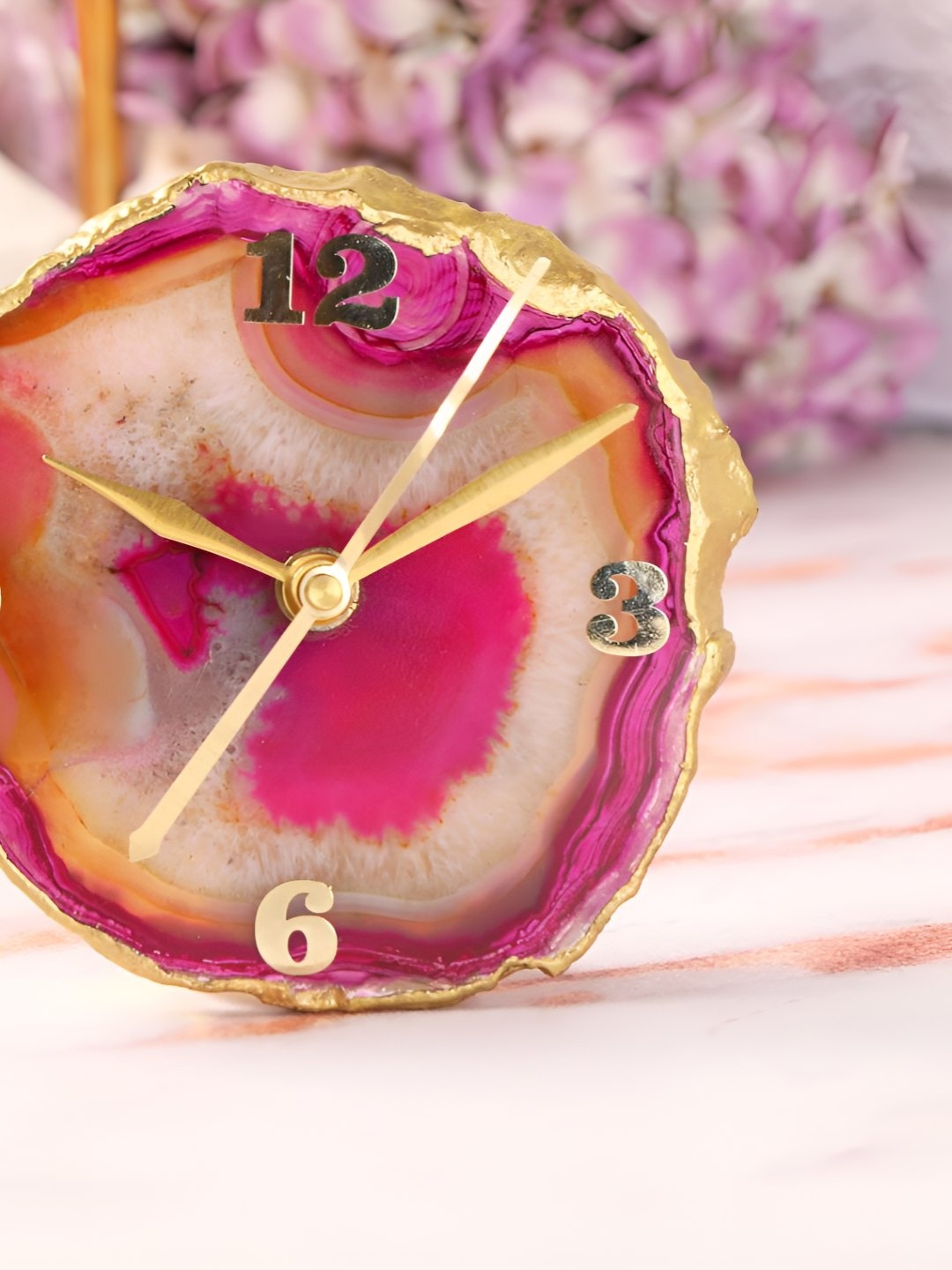 

THE HOME CO. Orange & Pink Textured Contemporary Analogue Table Clock