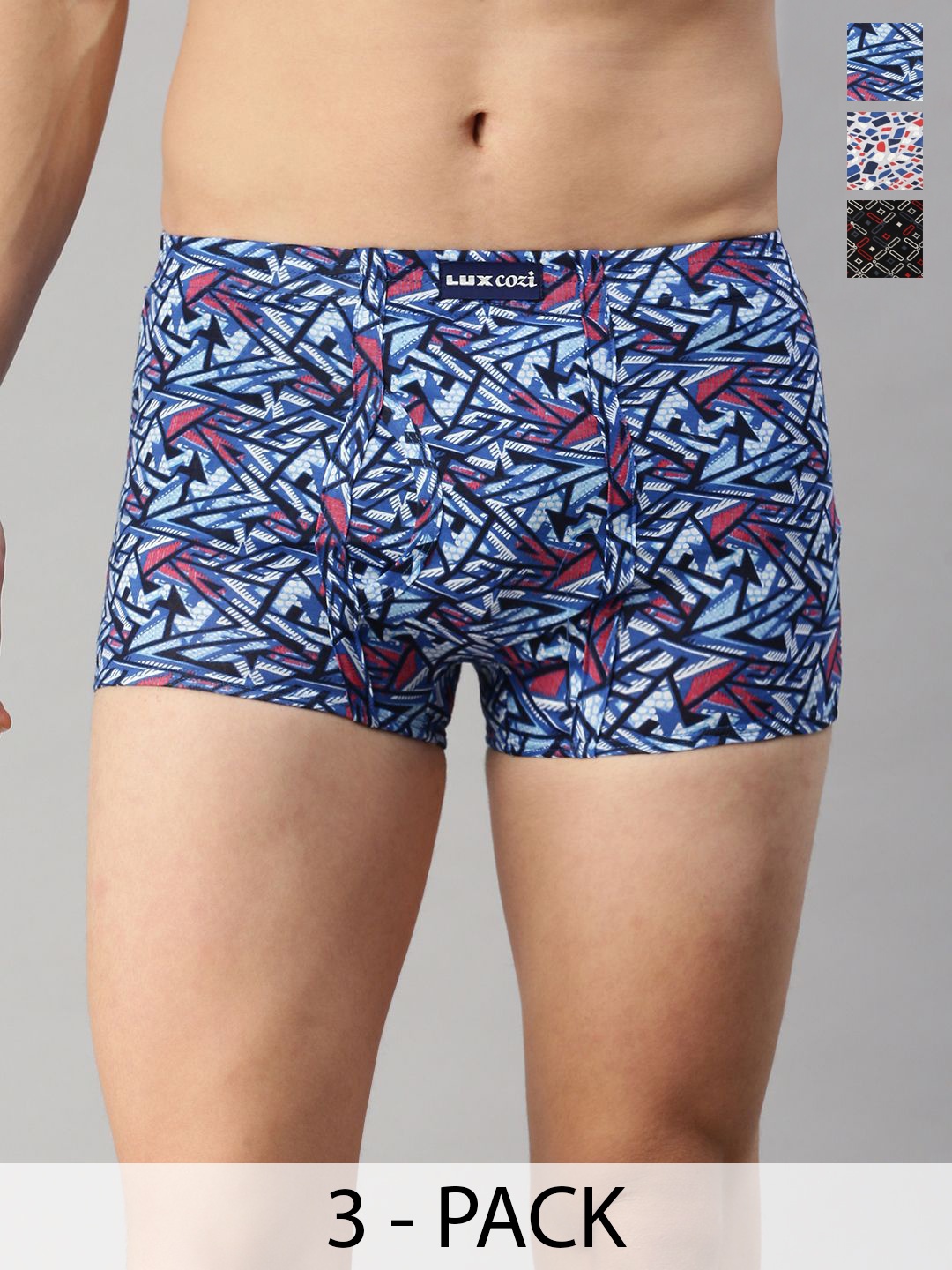 

Lux Cozi Pack Of 3 Printed Trunks CZ_BGT_SL_PRT_IE_AST3_3PC, Black