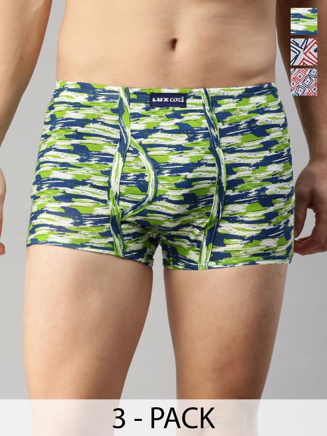

Lux Cozi Pack Of 3 Printed Trunks CZ_BGT_SL_PRT_IE_AST2_3PC, Green