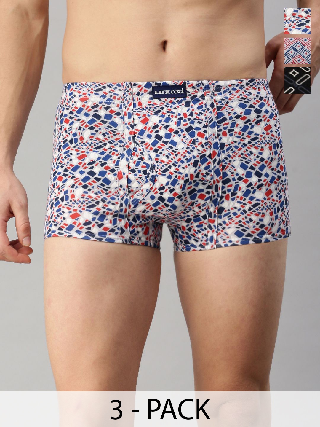 

Lux Cozi Pack Of 3 Men Assorted Trunks CZ_BGT_SL_PRT_IE_AST5_3PC