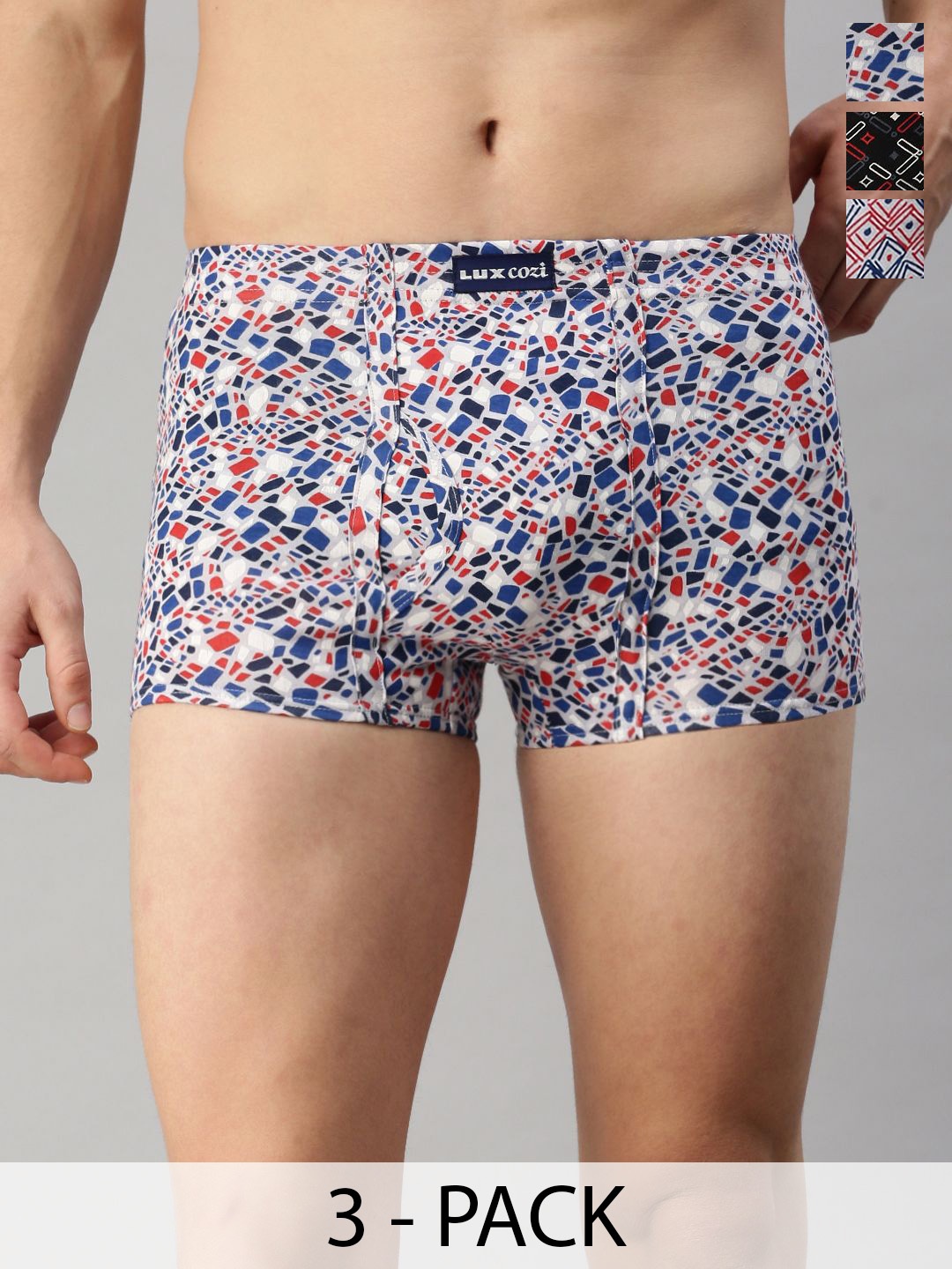 

Lux Cozi Men Pack Of 3 Assorted Trunks CZ_BGT_SL_PRT_IE_AST5_3PC