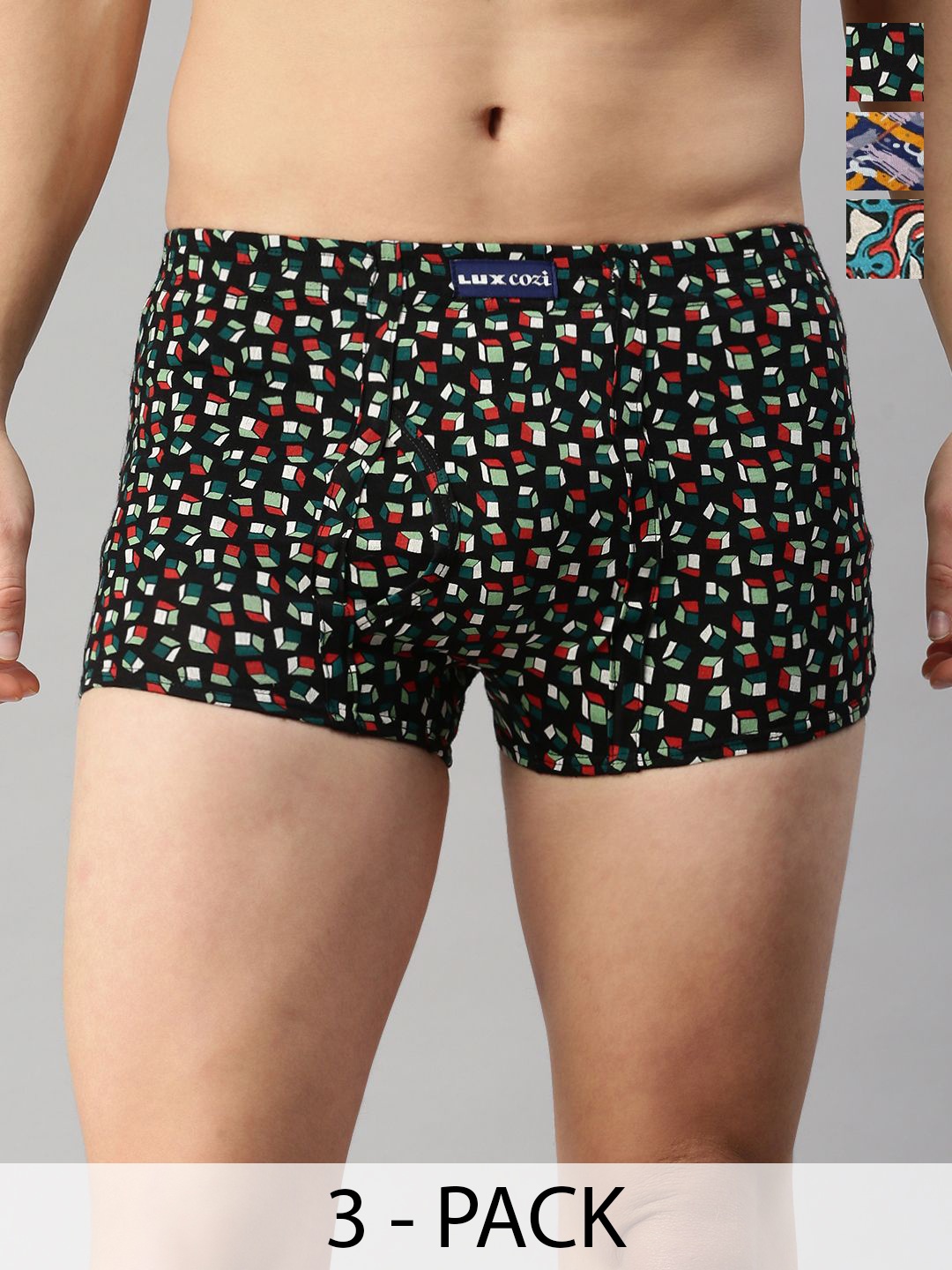 

Lux Cozi Men Pack Of 3 Assorted Cotton Trunks CZ_BGT_SL_PRT_IE_AST1_3PC